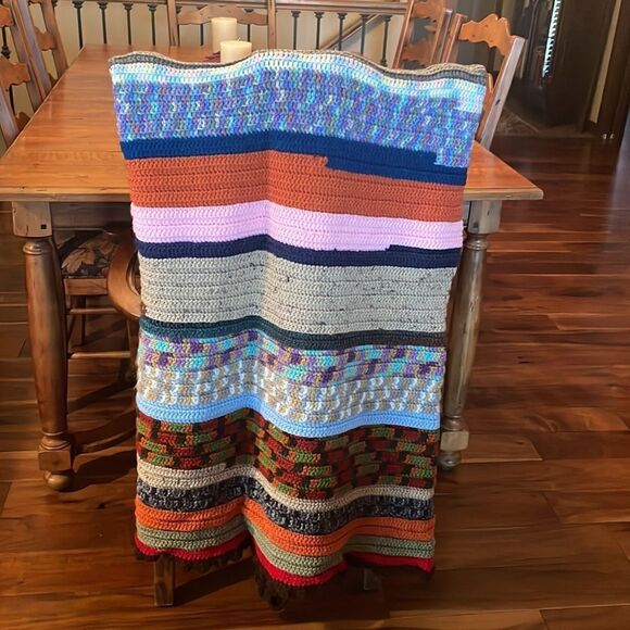 Hand Crocheted Multi-Color Throw - Picture 1 of 7